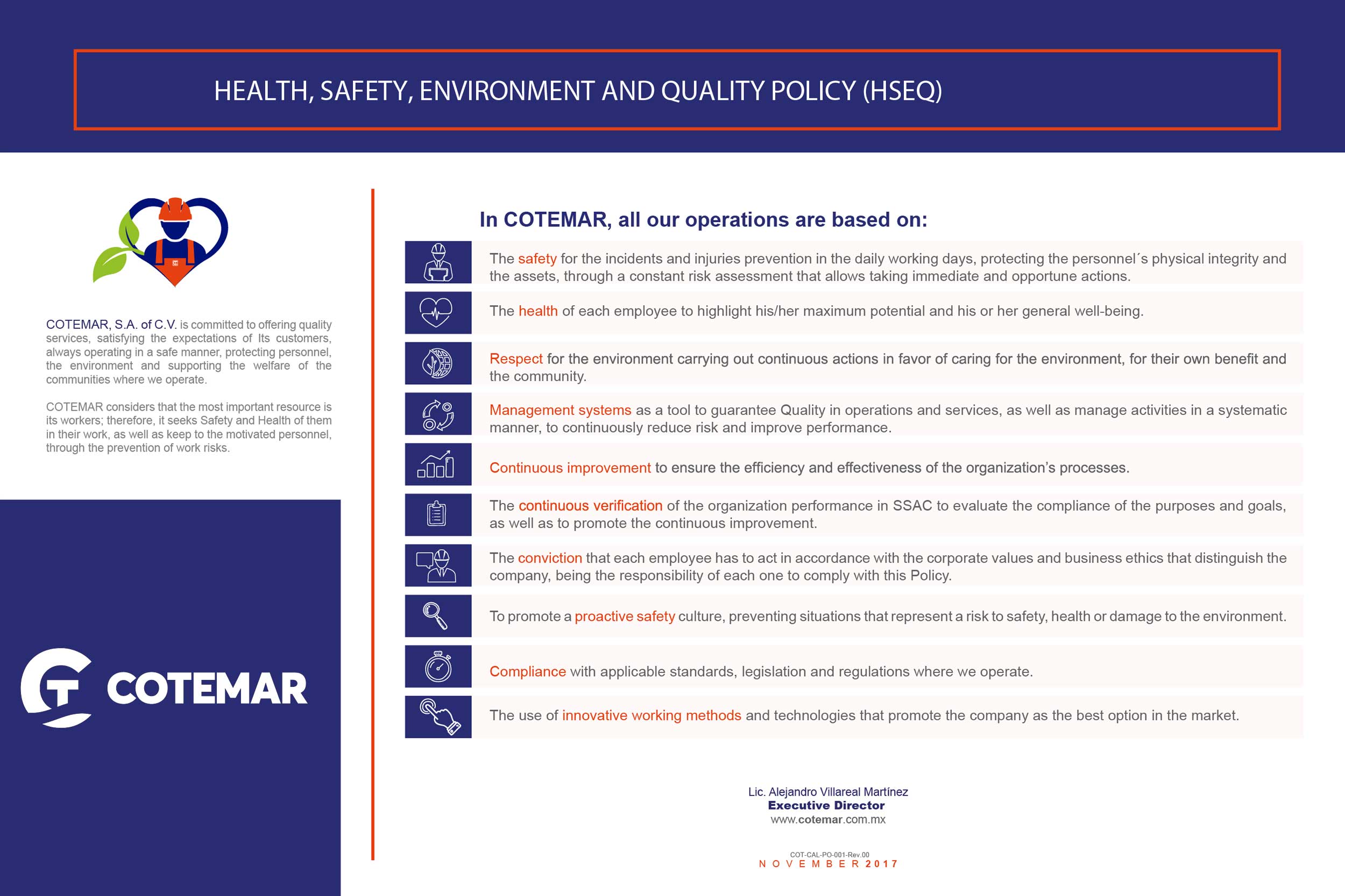 Política de Seguridad, Salud y Protección Ambiental